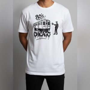 Gildan Handmade 80's Chicago Graphic White T-Shirt